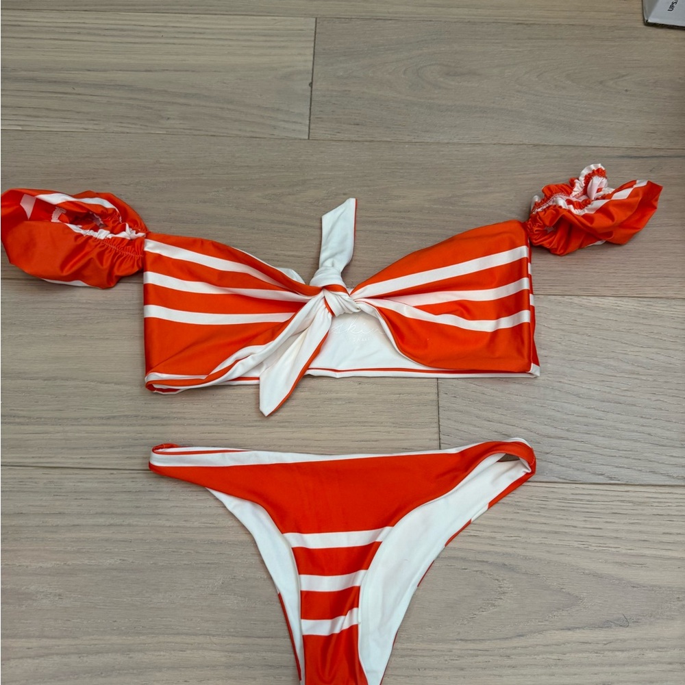 Striped Orange Bikini Top